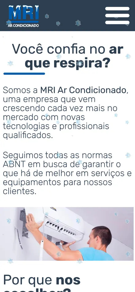 Site da MRI Ar Condicionado no celular