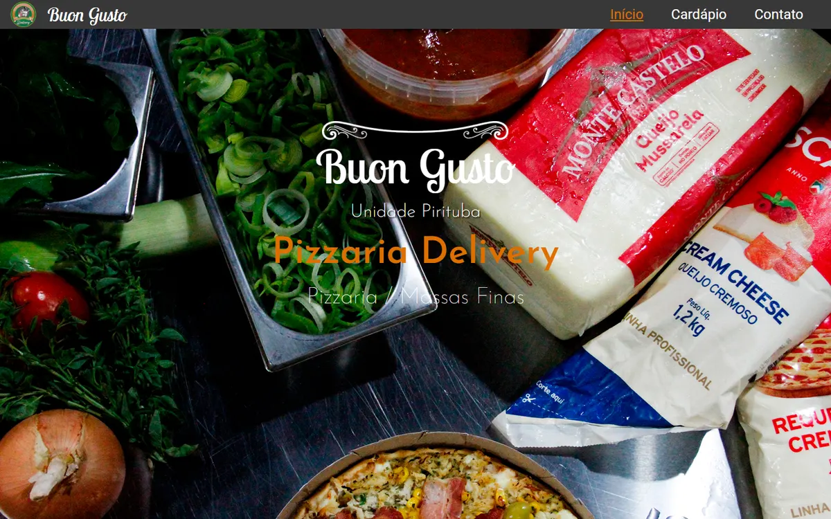 Site da Pizzaria Buon Gusto no computador, criado pela GHub