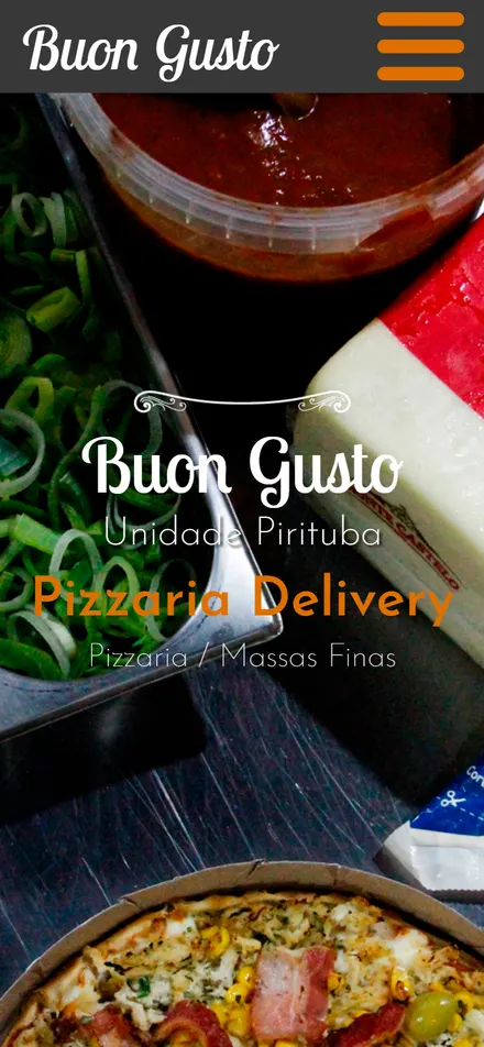 Site da Pizzaria Buon Gusto no celular