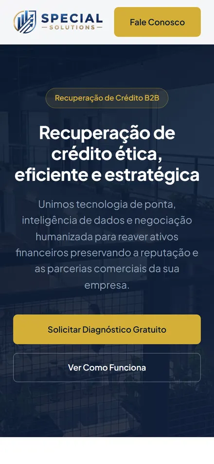 Site da Special Solutions no celular
