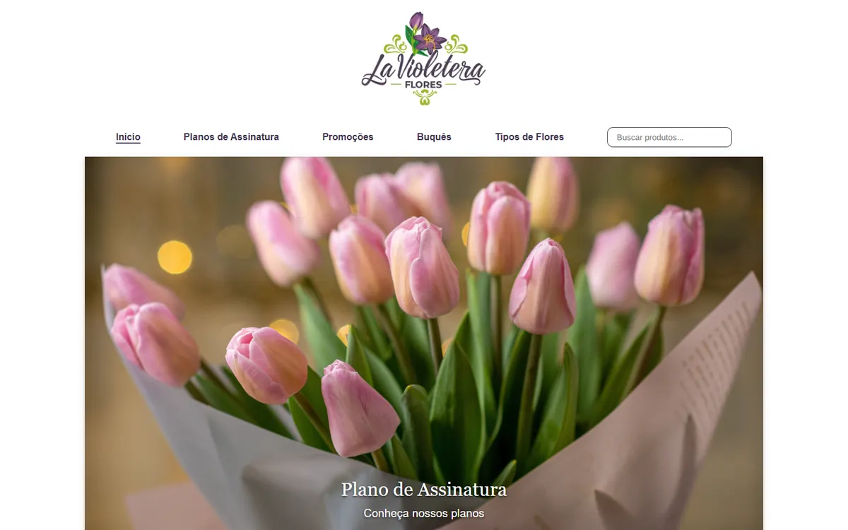 Site da La Violetera Flores no computador, criado pela GHub